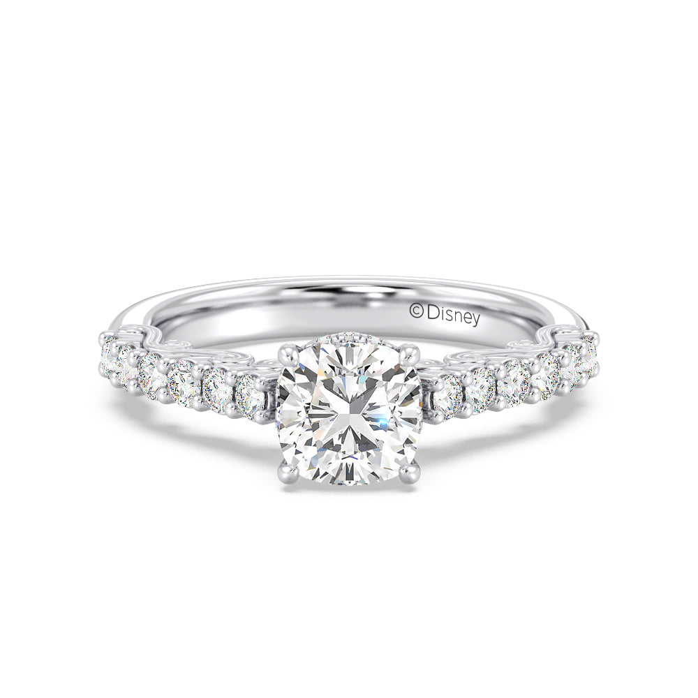 Enchanted Star Lab Grown Diamond 14K Gold Cinderella Filigree Engagement Ring with White Cut Diamond in 14KT Cushion view 2
