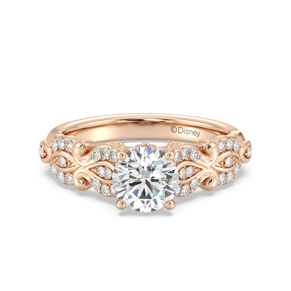 Enchanted Star Lab Grown Diamond Cinderella Carriage Engagement Ring with Rose Cut Diamond in 14KT Round view 2
