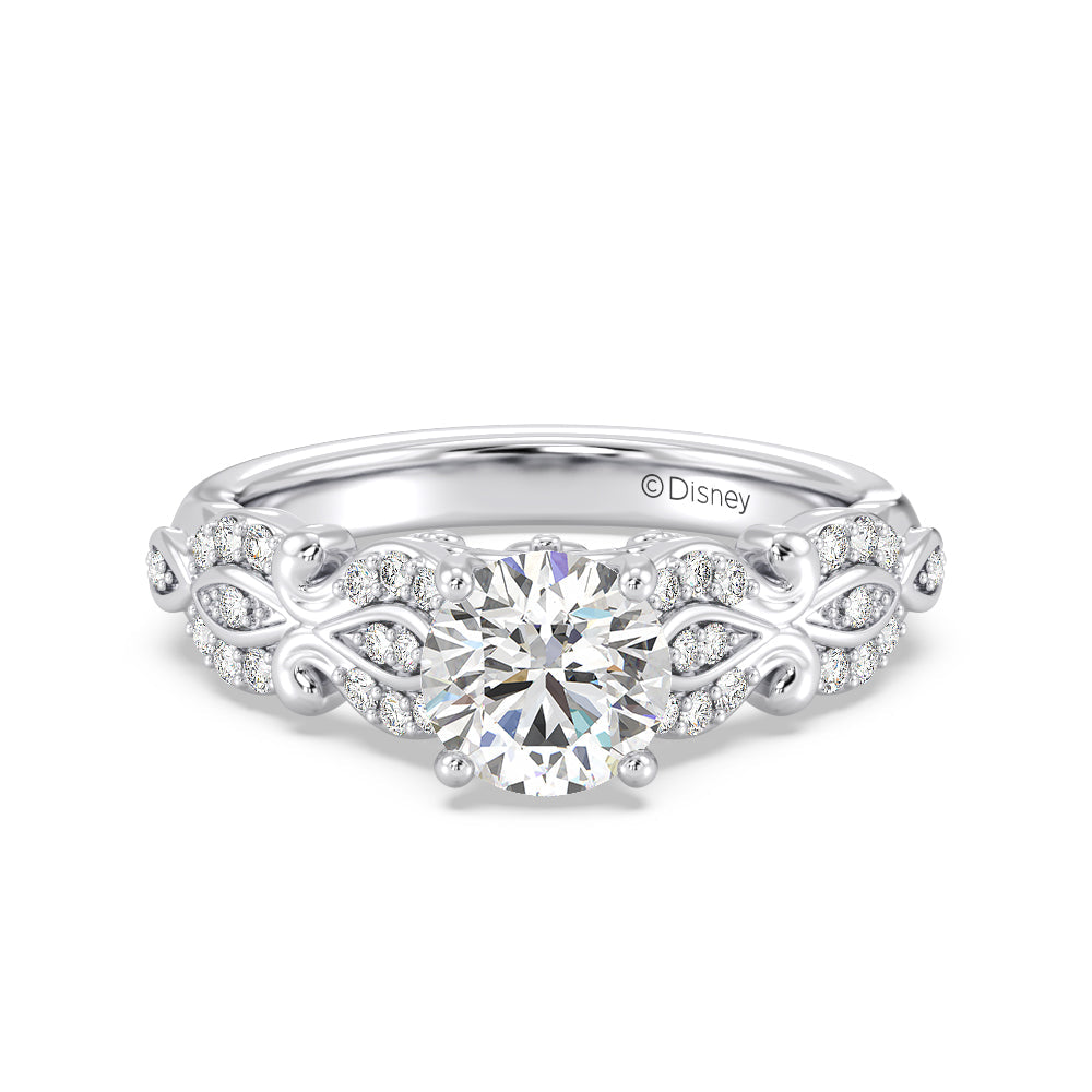 Enchanted Star Lab Grown Diamond Cinderella Carriage Engagement Ring with White Cut Diamond in 14KT Round view 2
