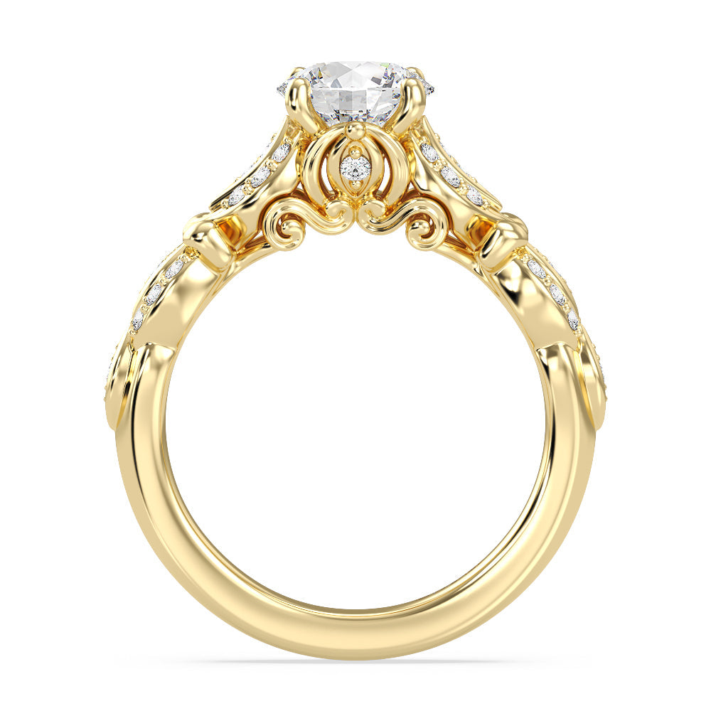 Enchanted Star Lab Grown Diamond Cinderella Carriage Engagement Ring with Yellow Cut Diamond in 14KT Round view 3
