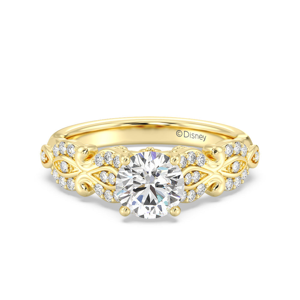 Enchanted Star Lab Grown Diamond Cinderella Carriage Engagement Ring with Yellow Cut Diamond in 14KT Round view 2
