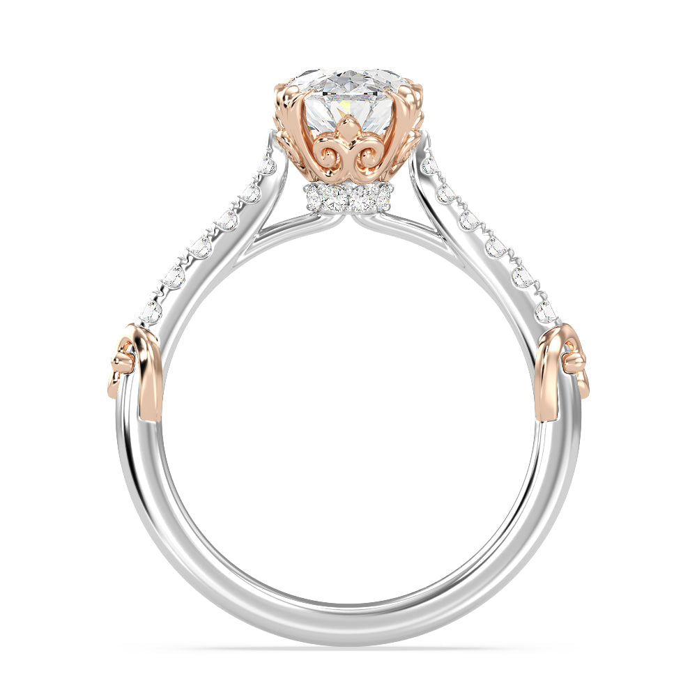 Enchanted Star Lab Grown Diamond 14K Gold Aurora Engagement Ring with White/Rose Cut Diamond in 14KT Oval view 3
