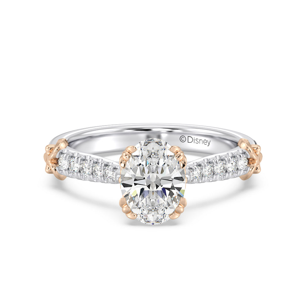 Enchanted Star Lab Grown Diamond 14K Gold Aurora Engagement Ring with White/Rose Cut Diamond in 14KT Oval view 2
