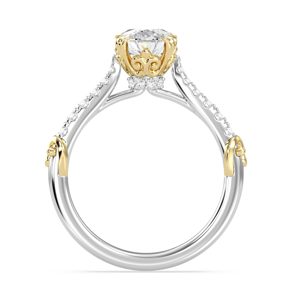 Enchanted Star Lab Grown Diamond 14K Gold Aurora Engagement Ring with White/Yellow Cut Diamond in 14KT Oval view 3

