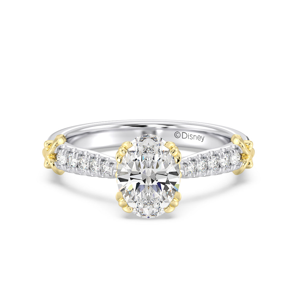 Enchanted Star Lab Grown Diamond 14K Gold Aurora Engagement Ring with White/Yellow Cut Diamond in 14KT Oval view 2
