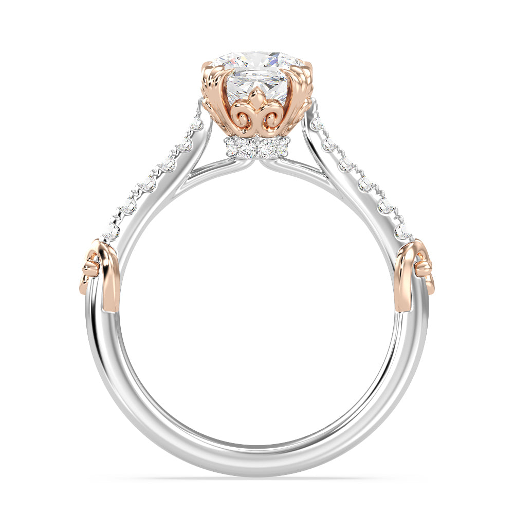 Enchanted Star Lab Grown Diamond 14K Gold Aurora Engagement Ring with White/Rose Cut Diamond in 14KT Cushion view 3
