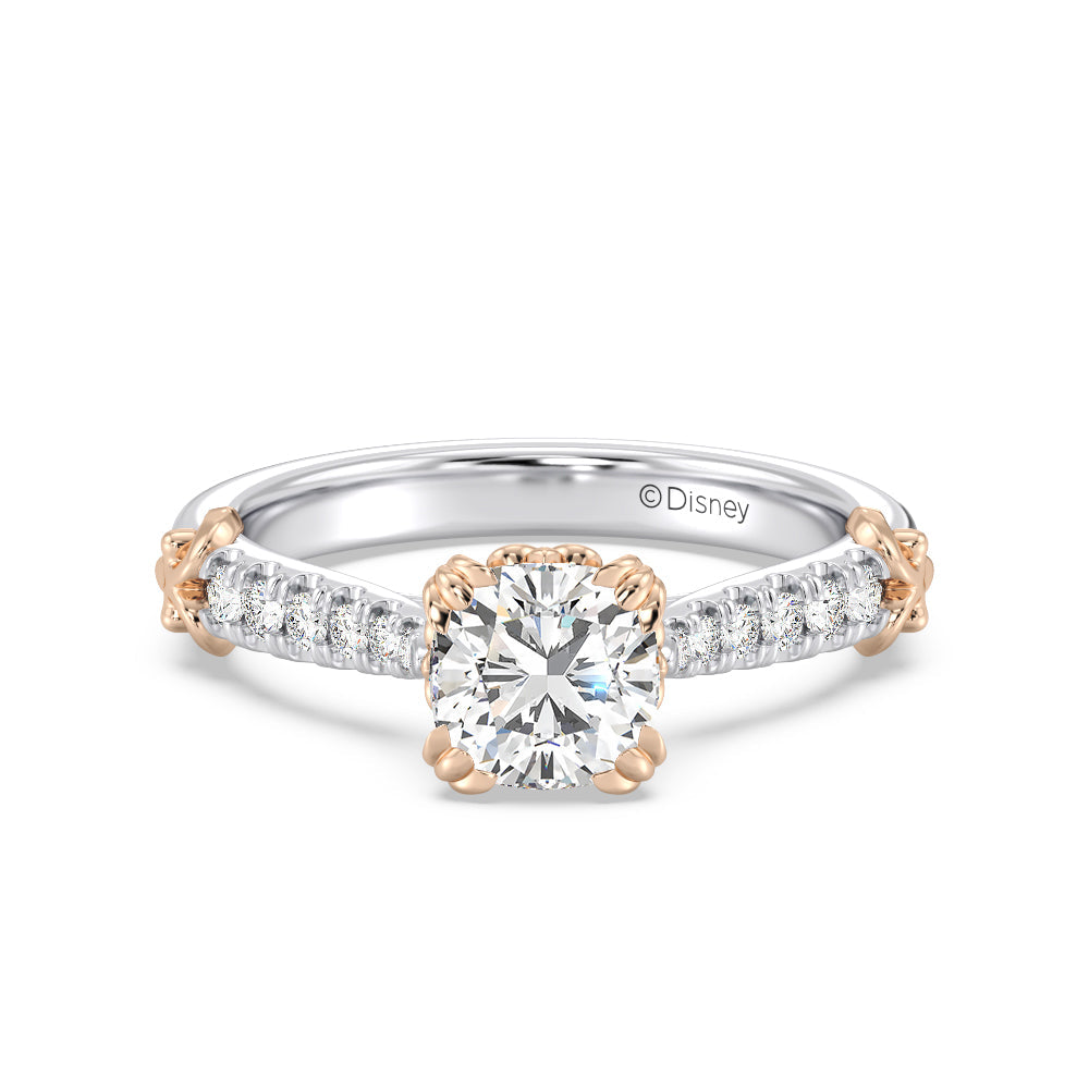 Enchanted Star Lab Grown Diamond 14K Gold Aurora Engagement Ring with White/Rose Cut Diamond in 14KT Cushion view 2

