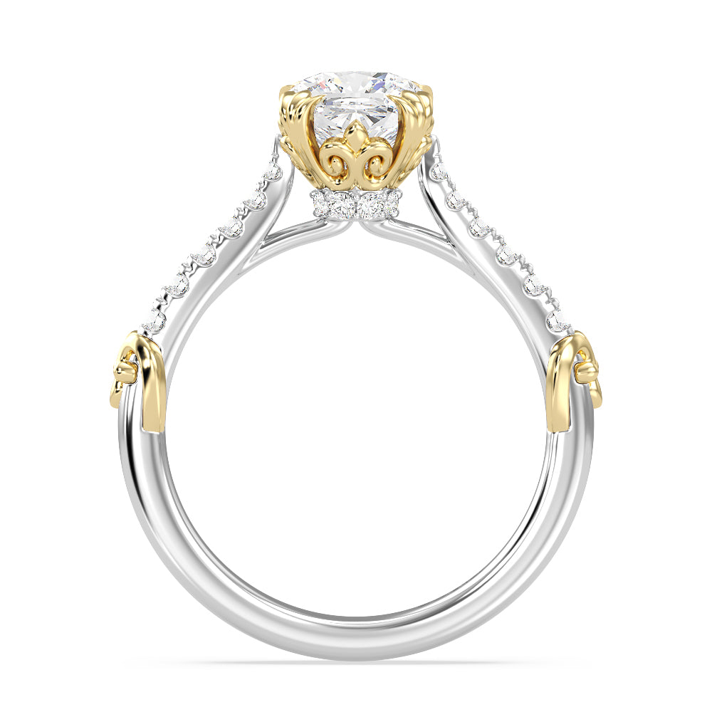 Enchanted Star Lab Grown Diamond 14K Gold Aurora Engagement Ring with White/Yellow Cut Diamond in 14KT Cushion view 3
