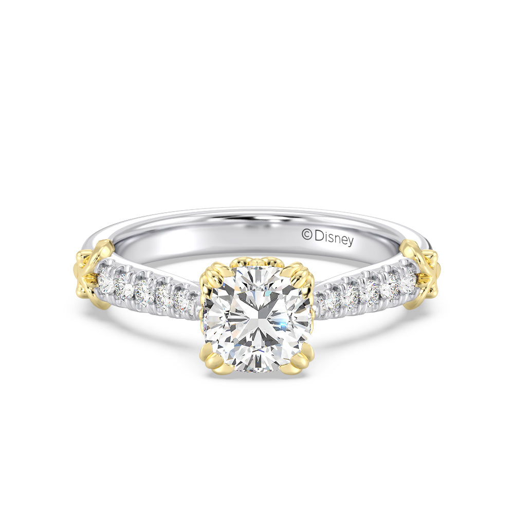 Enchanted Star Lab Grown Diamond 14K Gold Aurora Engagement Ring with White/Yellow Cut Diamond in 14KT Cushion view 2
