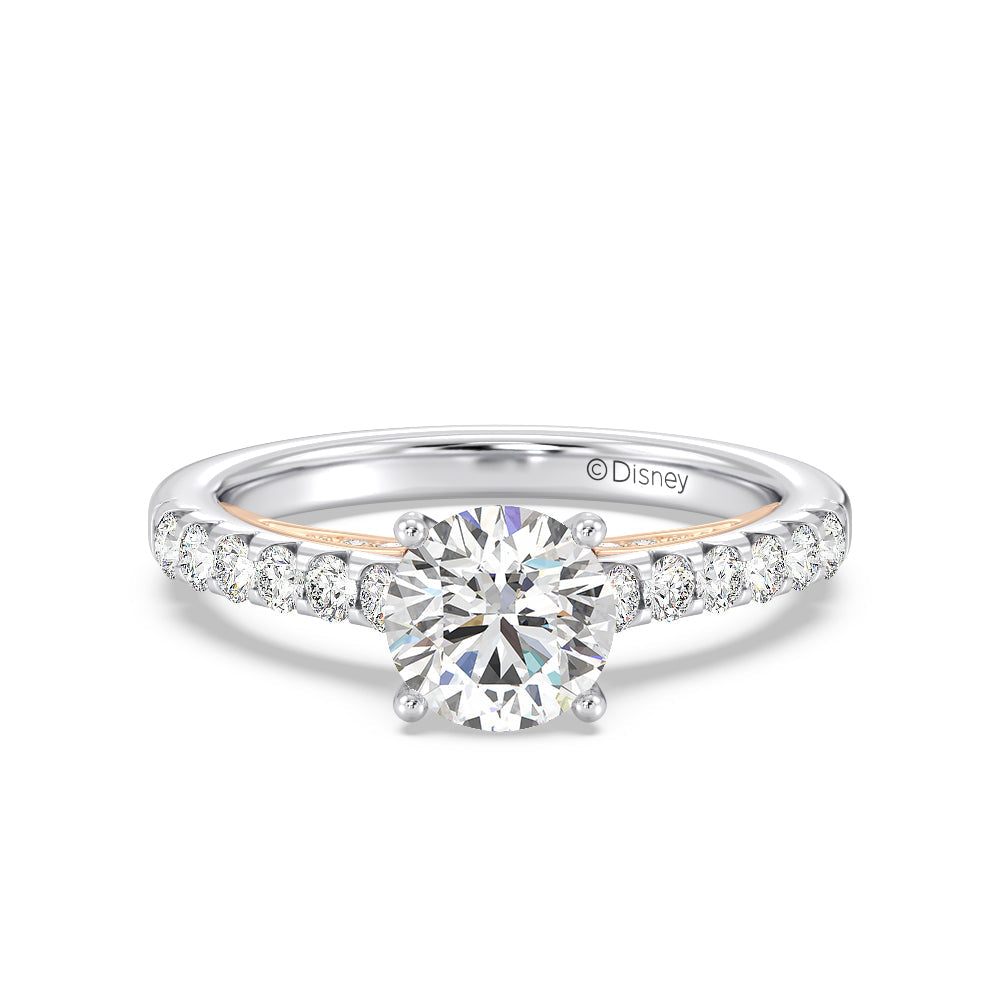 Enchanted Star Lab Grown Diamond 14K Gold Aurora Single Row Pave Engagement Ring with White/Rose Cut Diamond in 14KT Round view 2
