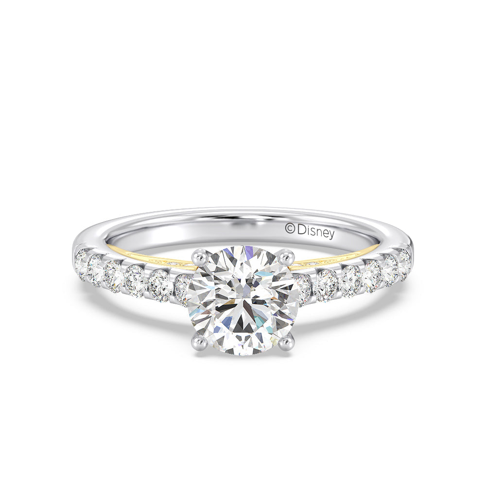 Enchanted Star Lab Grown Diamond 14K Gold Aurora Single Row Pave Engagement Ring with White/Yellow Cut Diamond in 14KT Round view 2
