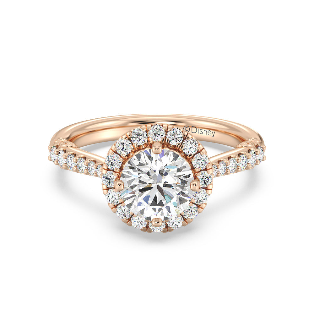 Enchanted Star Lab Grown Diamond 14K Gold Aurora Halo Engagement Ring with Rose Cut Diamond in 14KT Round view 2
