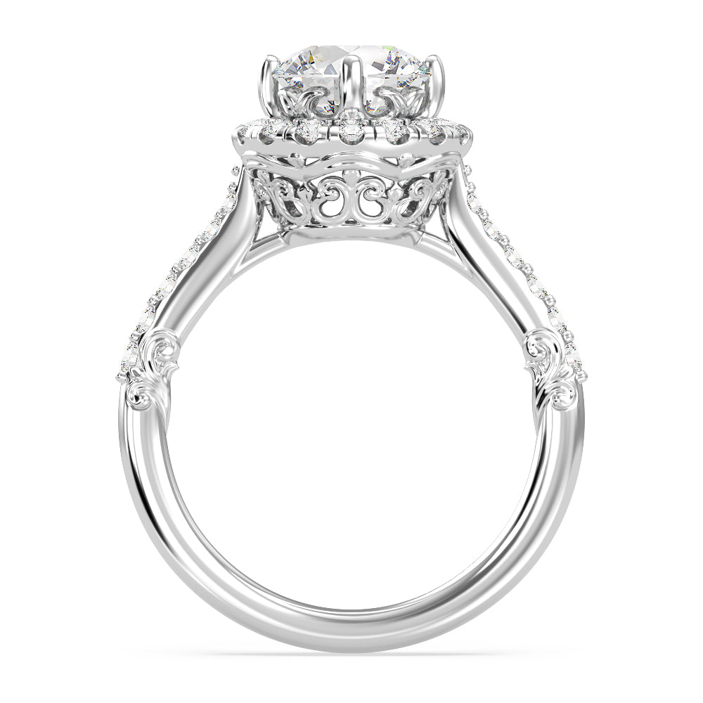 Enchanted Star Lab Grown Diamond 14K Gold Aurora Halo Engagement Ring with White Cut Diamond in 14KT Round view 3
