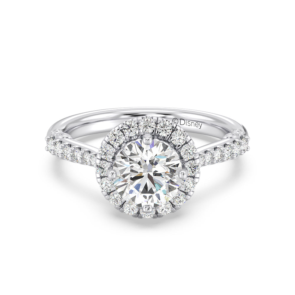Enchanted Star Lab Grown Diamond 14K Gold Aurora Halo Engagement Ring with White Cut Diamond in 14KT Round view 2
