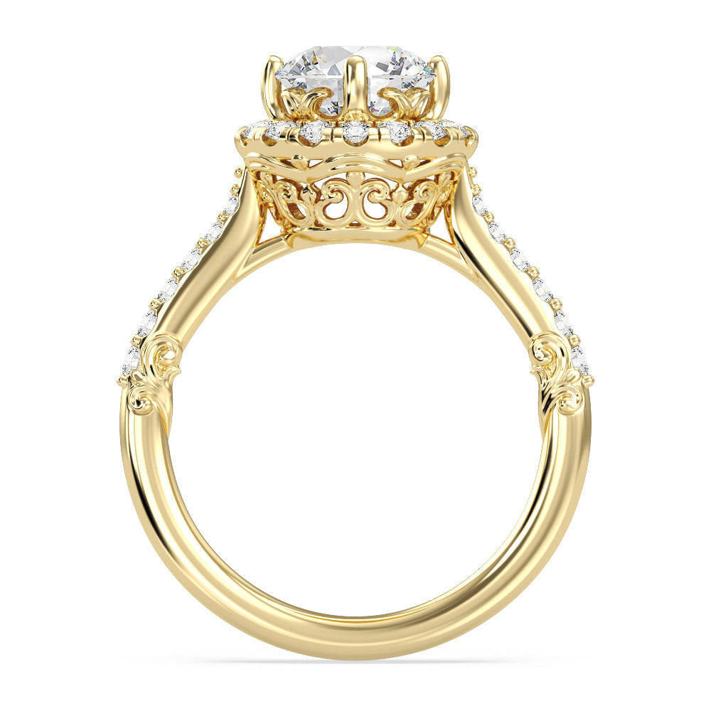 Enchanted Star Lab Grown Diamond 14K Gold Aurora Halo Engagement Ring with Yellow Cut Diamond in 14KT Round view 3
