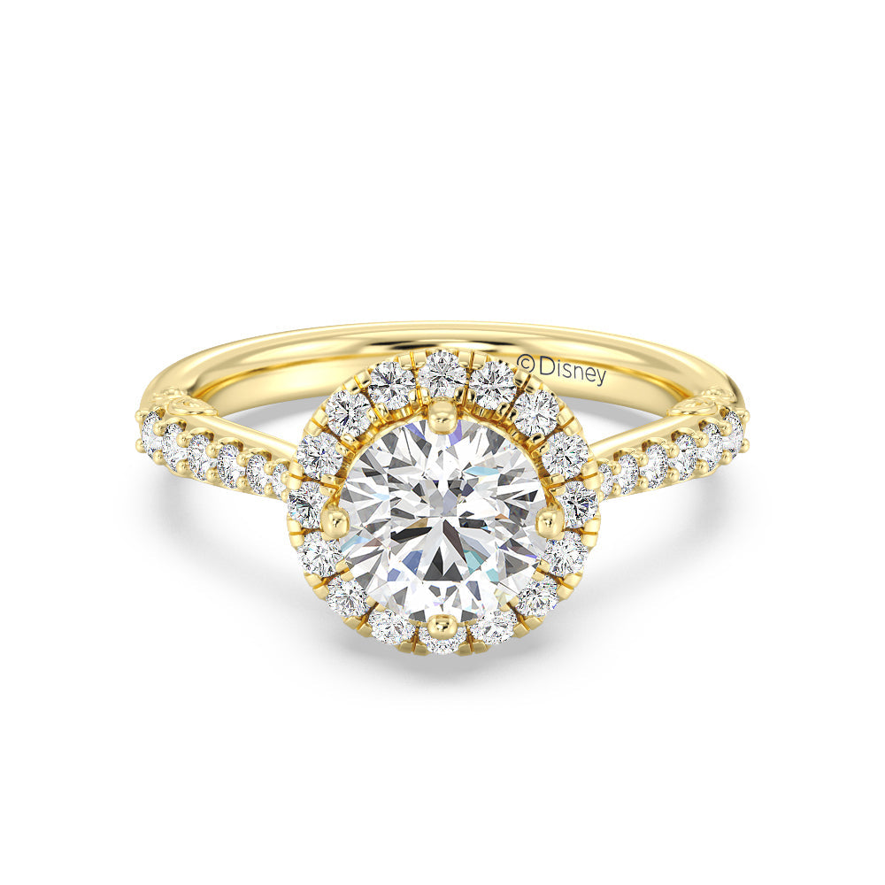 Enchanted Star Lab Grown Diamond 14K Gold Aurora Halo Engagement Ring with Yellow Cut Diamond in 14KT Round view 2
