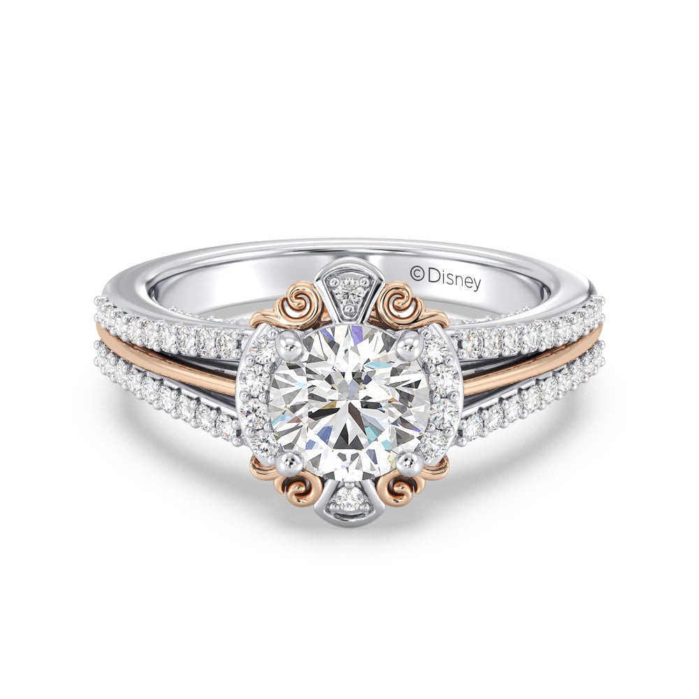 Enchanted Star Lab Grown Diamond 14K Gold Belle Halo Engagement Ring with White/Rose Cut Diamond in 14KT Round view 2
