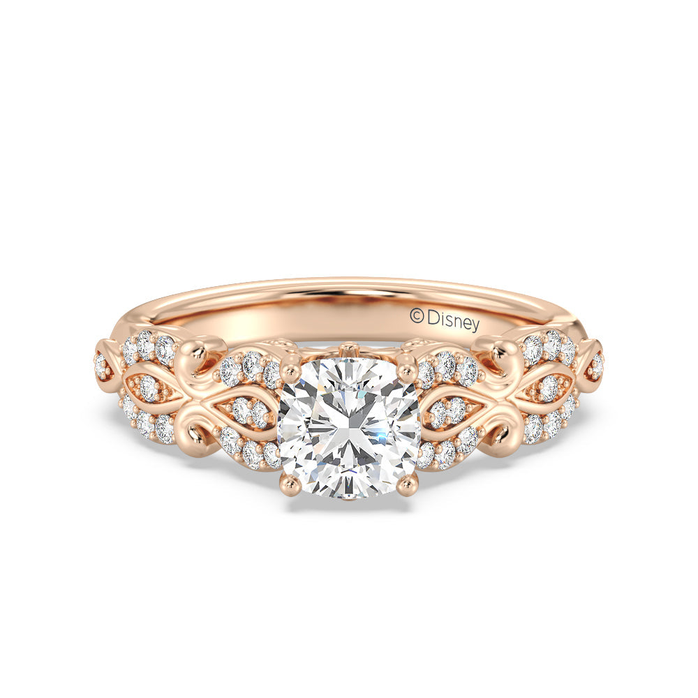 Enchanted Star Lab Grown Diamond Cinderella Carriage Engagement Ring with Rose Cut Diamond in 14KT Cushion view 2
