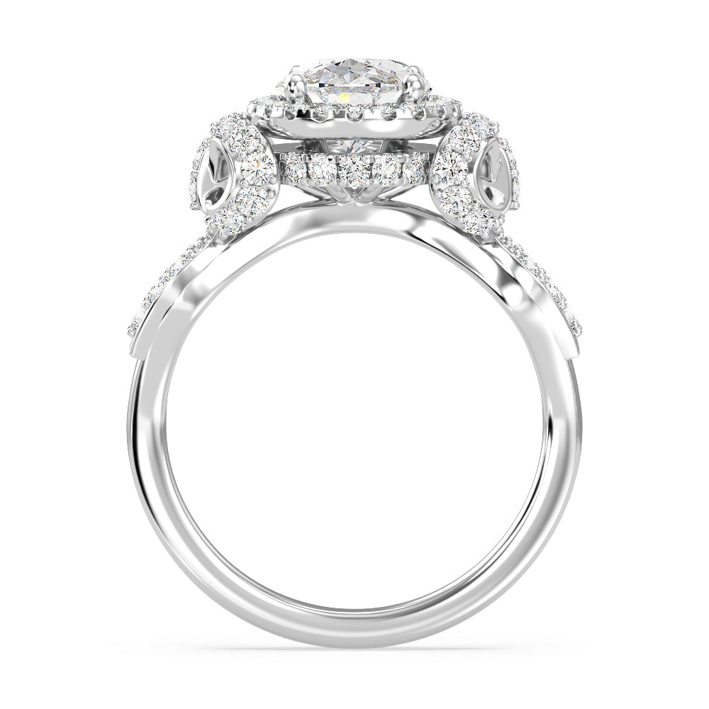 Enchanted Star Lab Grown Diamond 14K Gold Snow White Halo Engagement Ring with White Cut Diamond in 14KT Oval view 3
