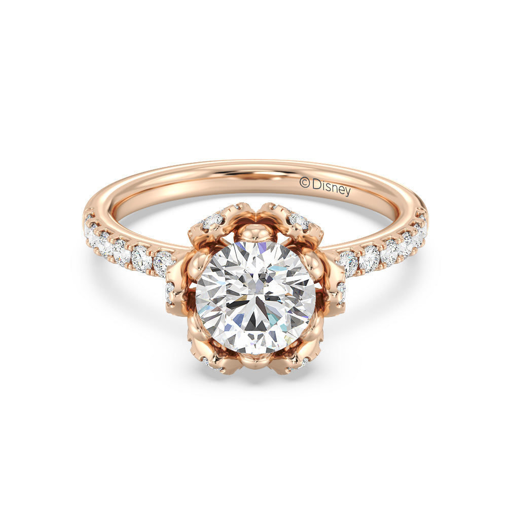 Enchanted Star Lab Grown Diamond 14K Gold Tiana Water Lily Engagement Ring with Rose Cut Diamond in 14KT Round view 2
