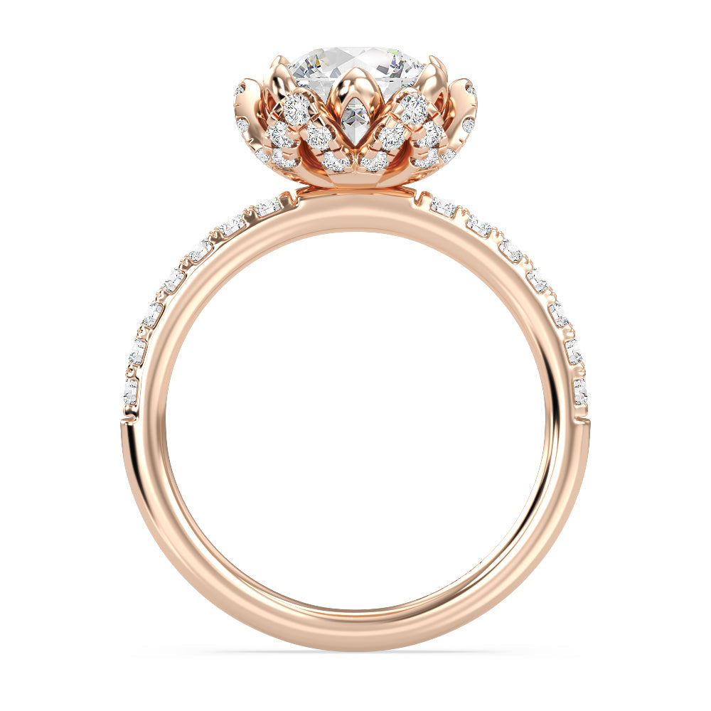 Enchanted Star Lab Grown Diamond 14K Gold Tiana Water Lily Engagement Ring with Rose Cut Diamond in 14KT Round view 3
