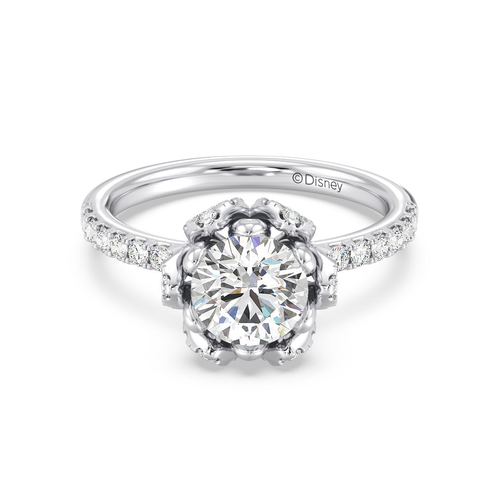 Enchanted Star Lab Grown Diamond 14K Gold Tiana Water Lily Engagement Ring with White Cut Diamond in 14KT Round view 2
