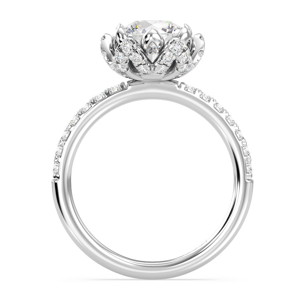 Enchanted Star Lab Grown Diamond 14K Gold Tiana Water Lily Engagement Ring with White Cut Diamond in 14KT Round view 3
