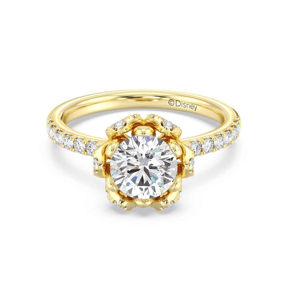 Enchanted Star Lab Grown Diamond 14K Gold Tiana Water Lily Engagement Ring with Yellow Cut Diamond in 14KT Round view 2
