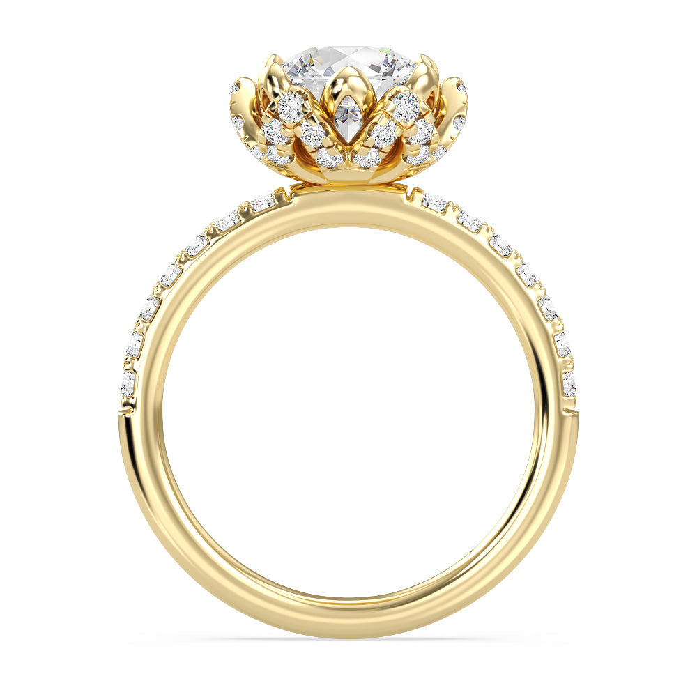 Enchanted Star Lab Grown Diamond 14K Gold Tiana Water Lily Engagement Ring with Yellow Cut Diamond in 14KT Round view 3
