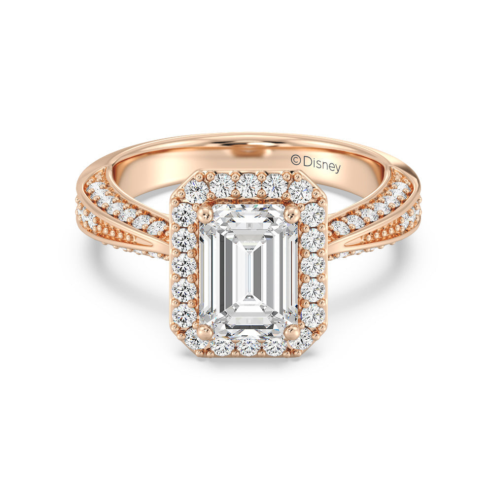 Enchanted Star Lab Grown Diamond 14K Gold Majestic Princess Tapered Shank Engagement Ring with Rose Cut Diamond in 14KT Emerald view 2
