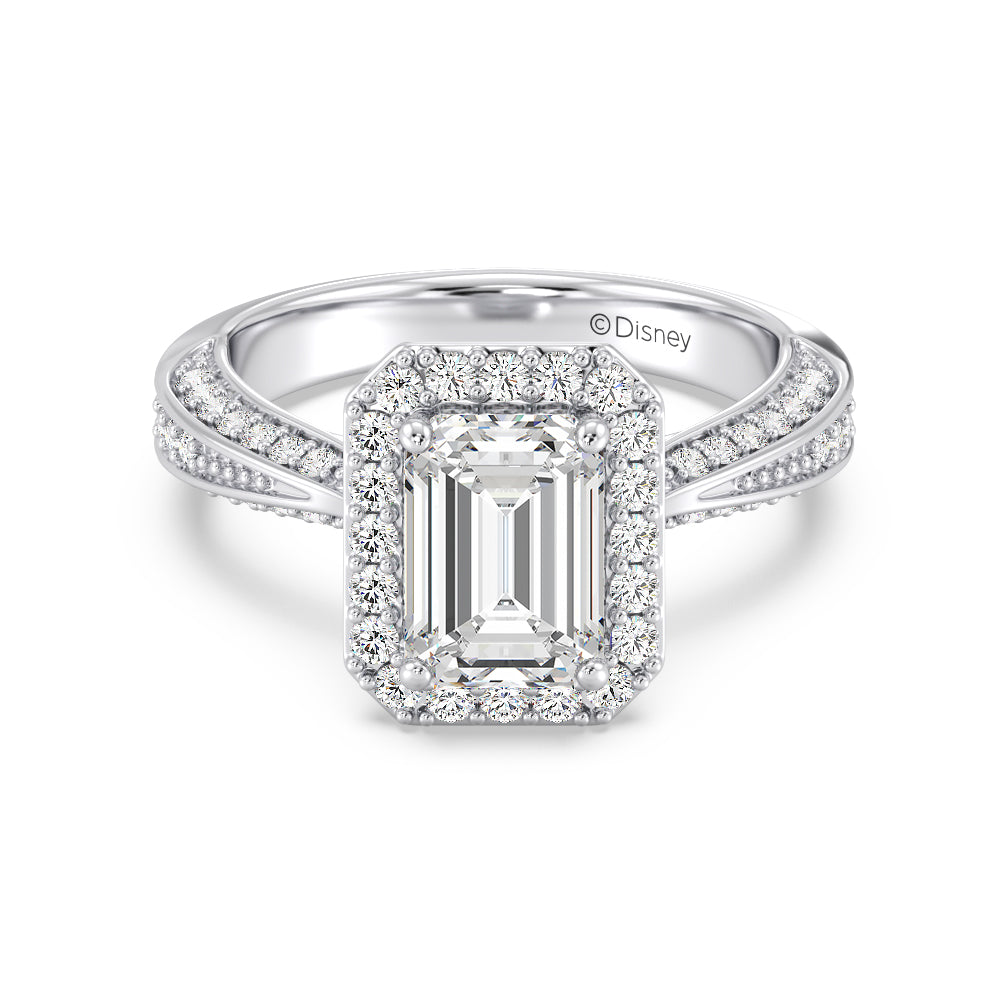 Enchanted Star Lab Grown Diamond 14K Gold Majestic Princess Tapered Shank Engagement Ring with White Cut Diamond in 14KT Emerald view 2
