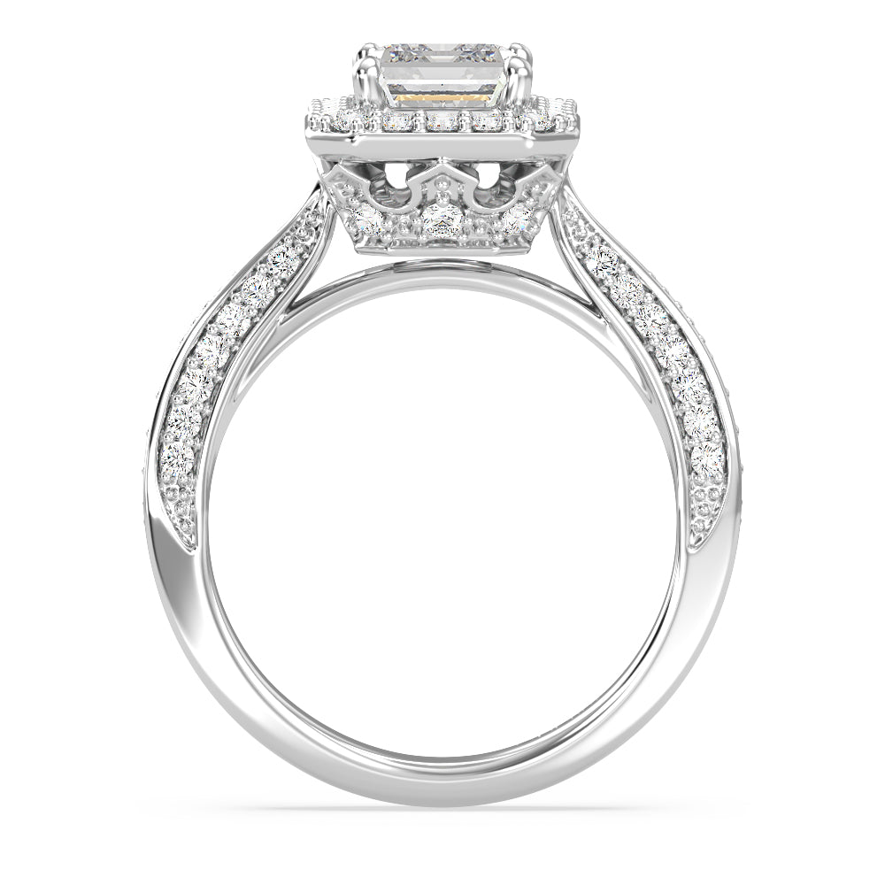 Enchanted Star Lab Grown Diamond 14K Gold Majestic Princess Tapered Shank Engagement Ring with White Cut Diamond in 14KT Emerald view 3
