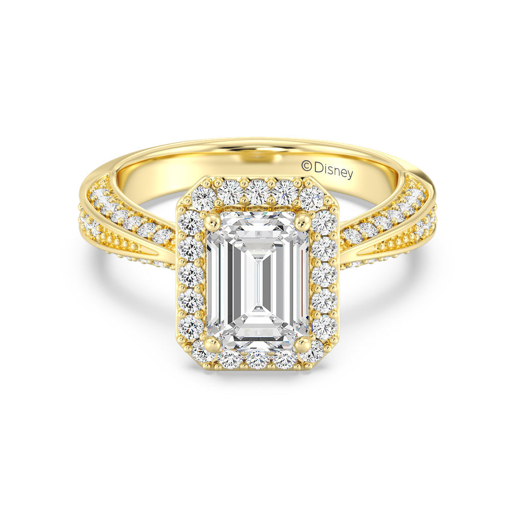 Enchanted Star Lab Grown Diamond 14K Gold Majestic Princess Tapered Shank Engagement Ring with Yellow Cut Diamond in 14KT Emerald view 2
