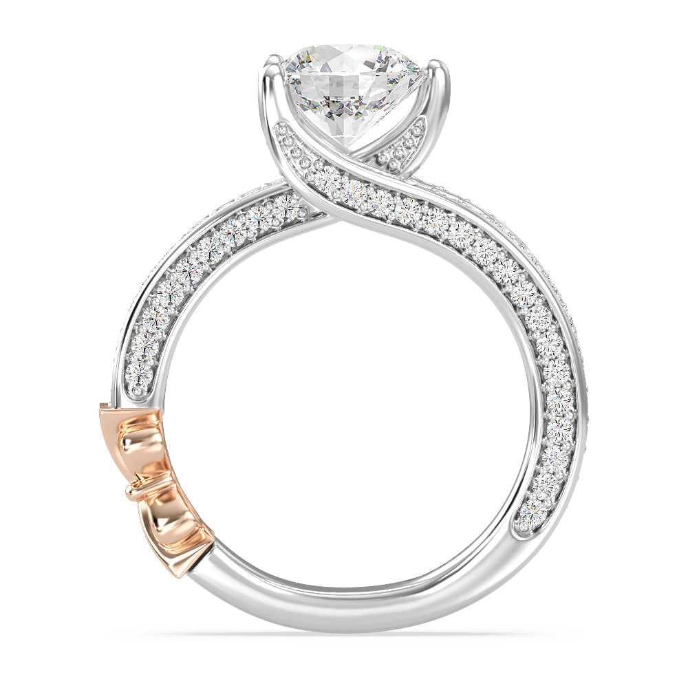 Enchanted Star Lab Grown Diamond 14K Gold Snow White Tapered Shank Engagement Ring with White/Rose Cut Diamond in 14KT Round view 3
