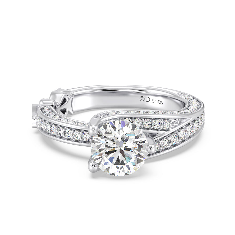 Enchanted Star Lab Grown Diamond 14K Gold Snow White Tapered Shank Engagement Ring with White Cut Diamond in 14KT Round view 2
