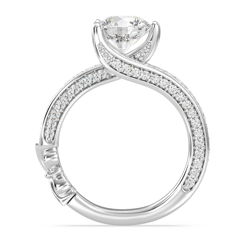 Enchanted Star Lab Grown Diamond 14K Gold Snow White Tapered Shank Engagement Ring with White Cut Diamond in 14KT Round view 3
