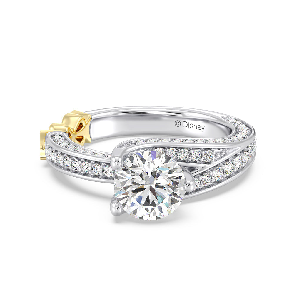 Enchanted Star Lab Grown Diamond 14K Gold Snow White Tapered Shank Engagement Ring with White/Yellow Cut Diamond in 14KT Round view 2
