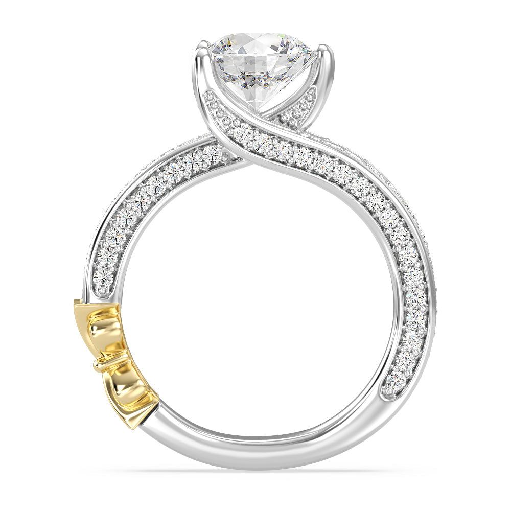 Enchanted Star Lab Grown Diamond 14K Gold Snow White Tapered Shank Engagement Ring with White/Yellow Cut Diamond in 14KT Round view 3
