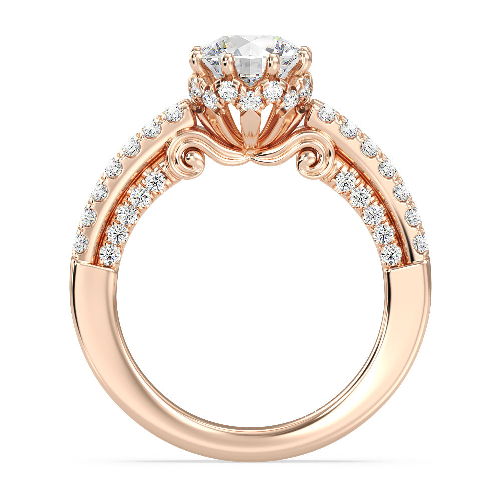 Enchanted Star Lab Grown Diamond 14K Gold Cinderella Double Shank Engagement Ring with Rose Cut Diamond in 14KT Round view 3
