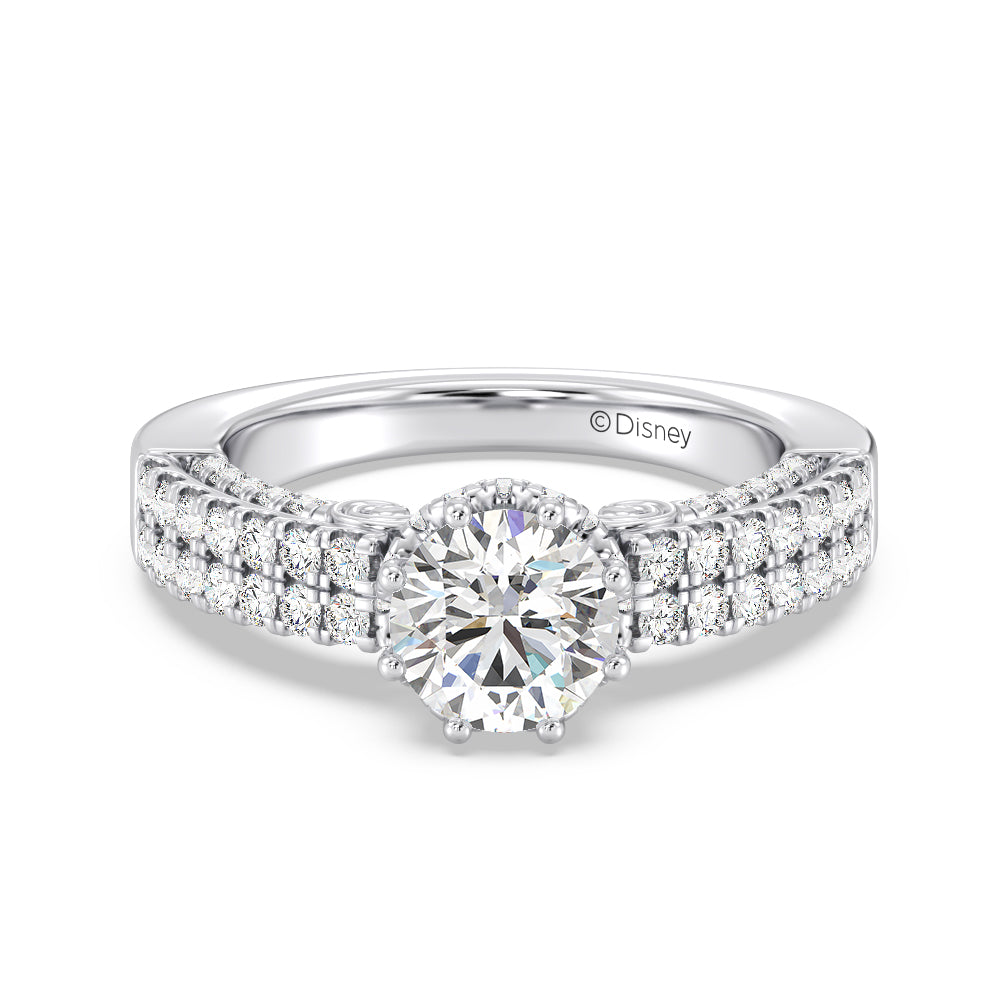Enchanted Star Lab Grown Diamond 14K Gold Cinderella Double Shank Engagement Ring with White Cut Diamond in 14KT Round view 2
