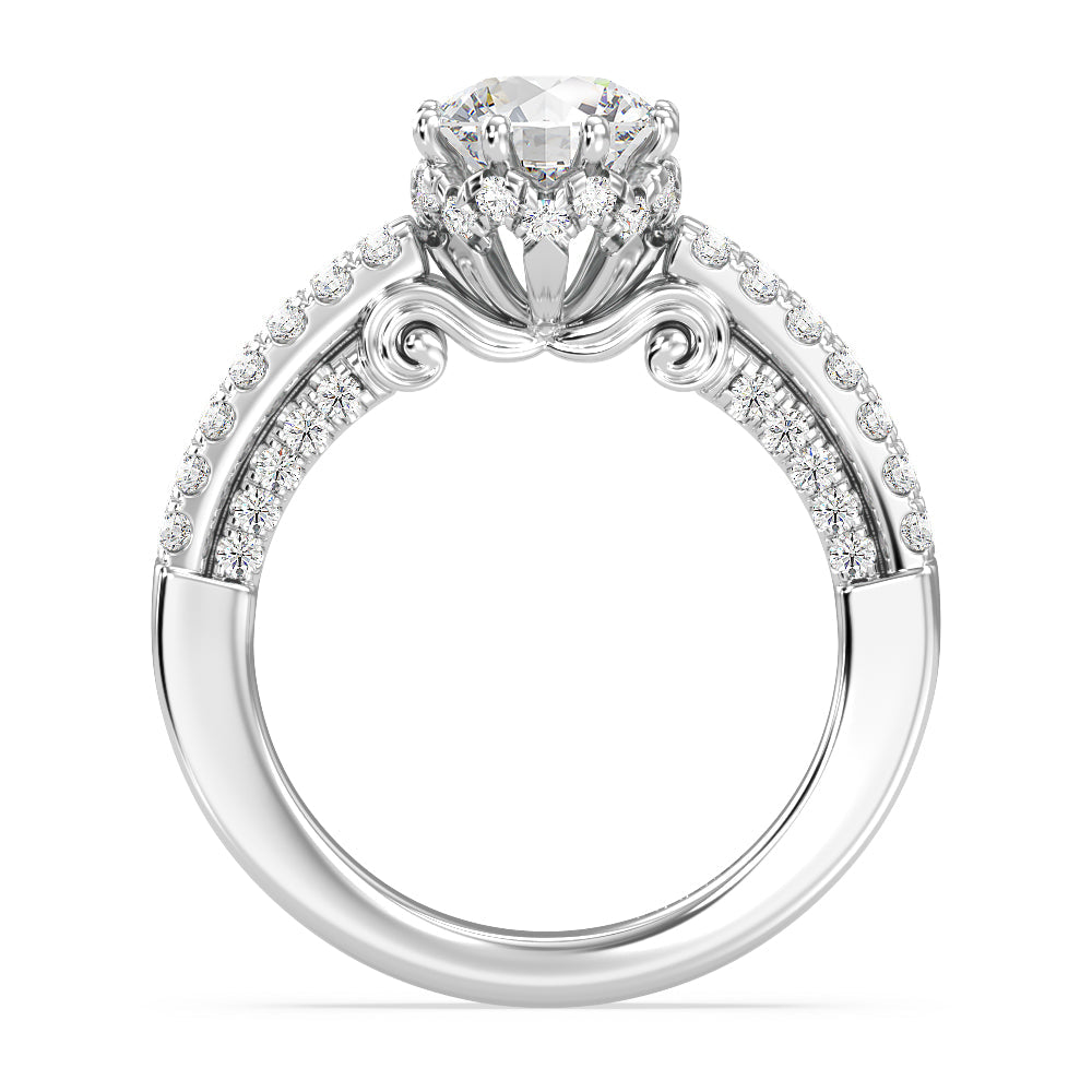 Enchanted Star Lab Grown Diamond 14K Gold Cinderella Double Shank Engagement Ring with White Cut Diamond in 14KT Round view 3
