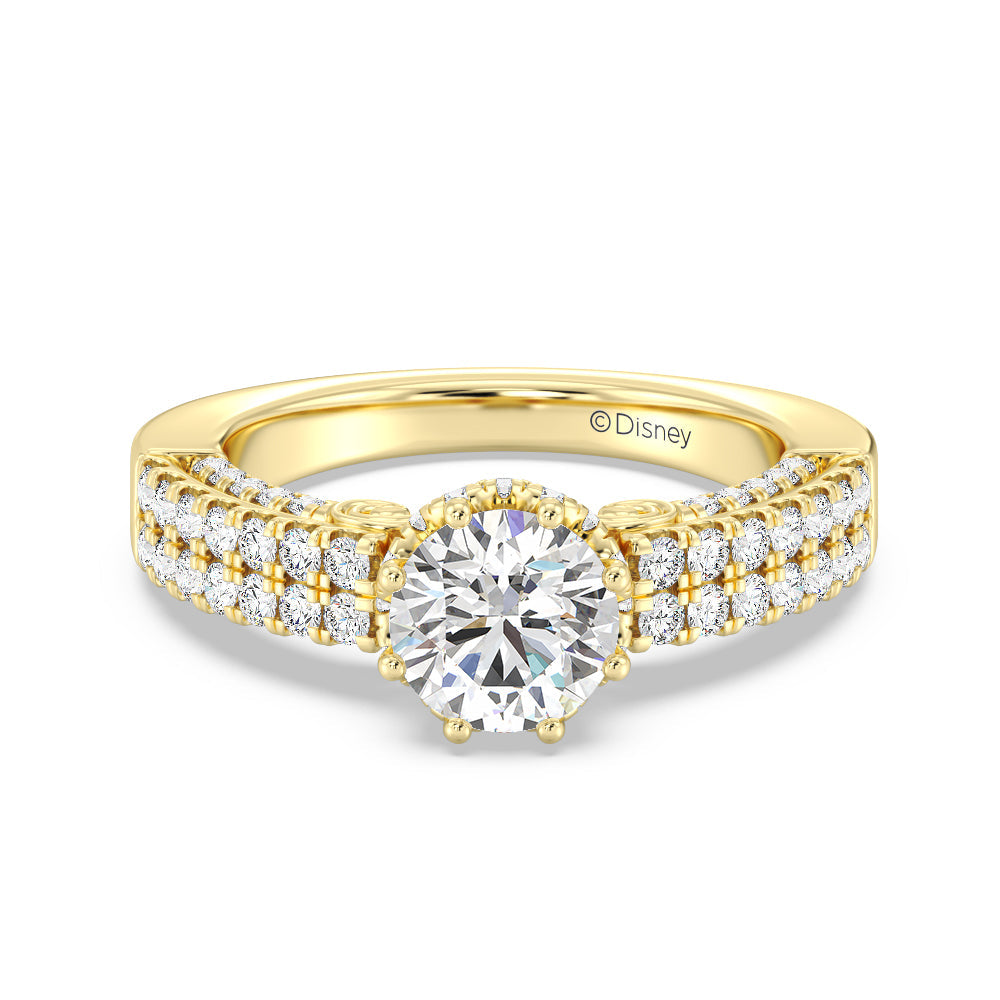 Enchanted Star Lab Grown Diamond 14K Gold Cinderella Double Shank Engagement Ring with Yellow Cut Diamond in 14KT Round view 2
