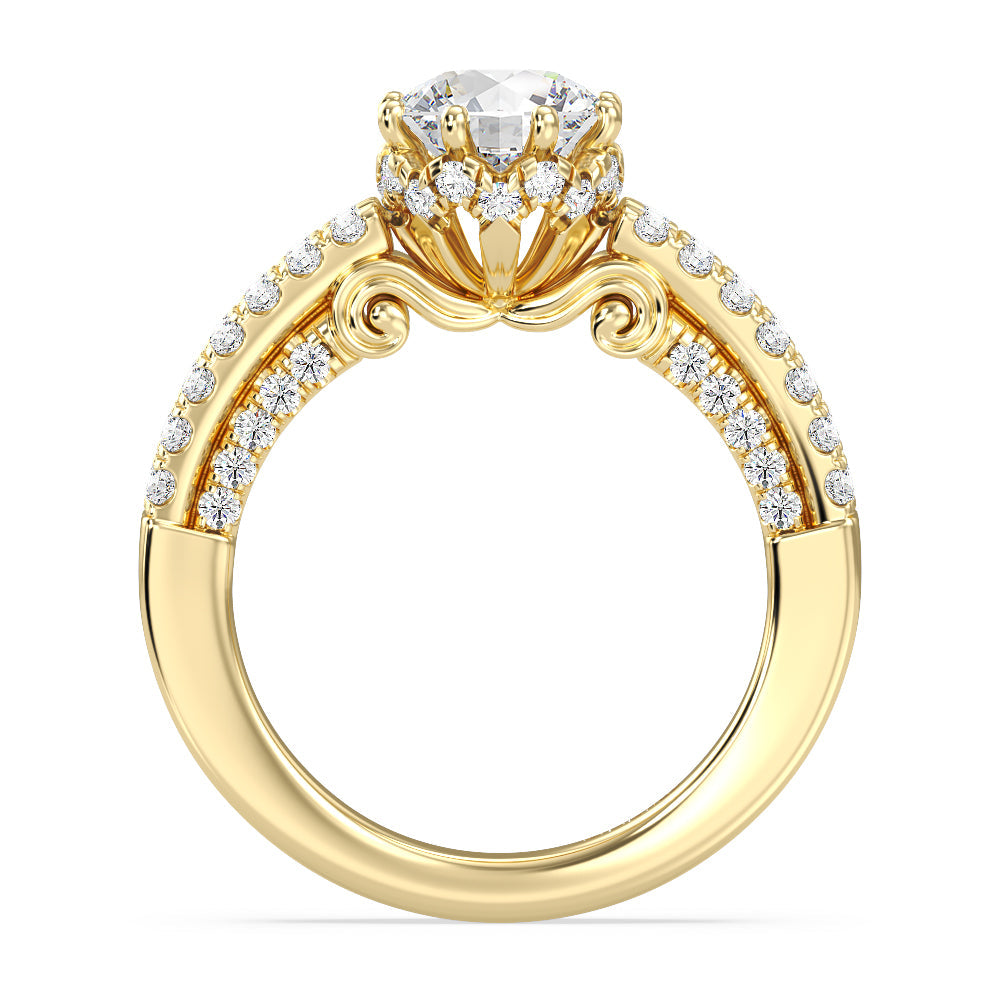 Enchanted Star Lab Grown Diamond 14K Gold Cinderella Double Shank Engagement Ring with Yellow Cut Diamond in 14KT Round view 3
