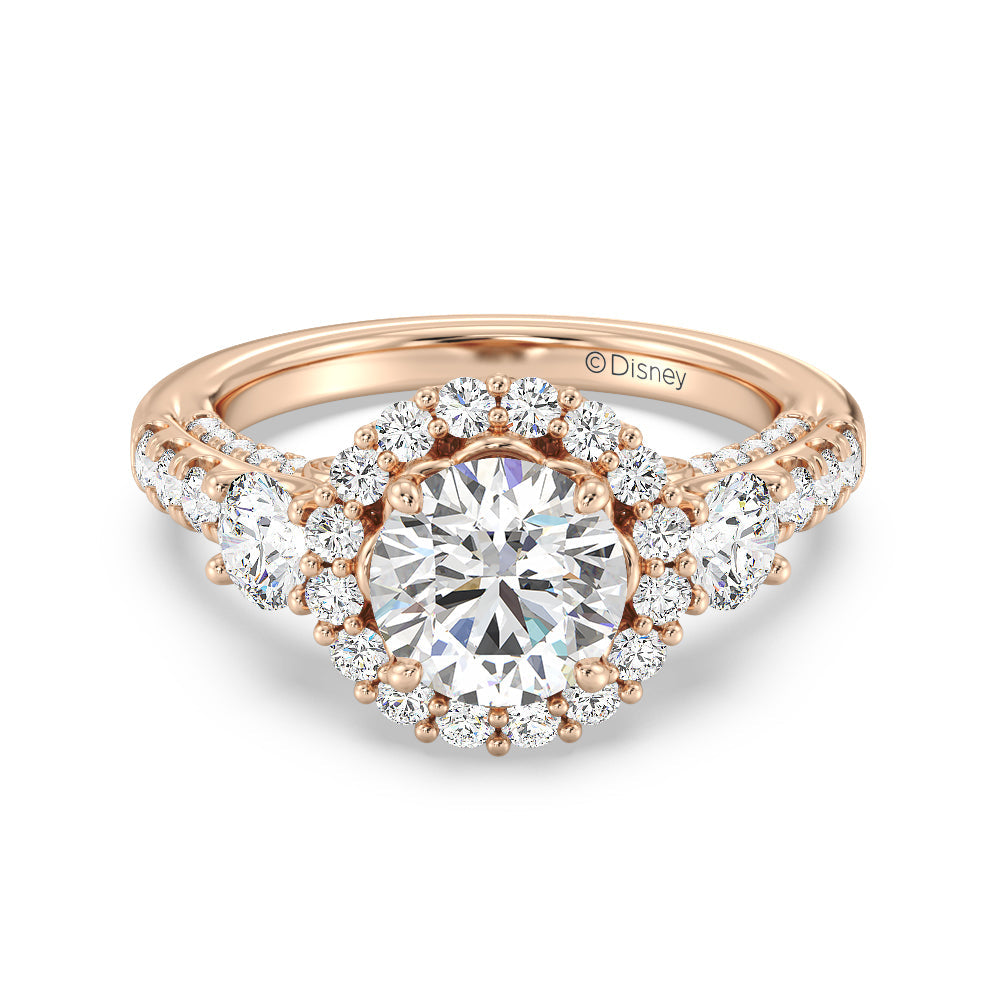Enchanted Star Lab Grown Diamond 14K Gold Cinderella Side Stone Engagement Ring with Rose Cut Diamond in 14KT Round view 2
