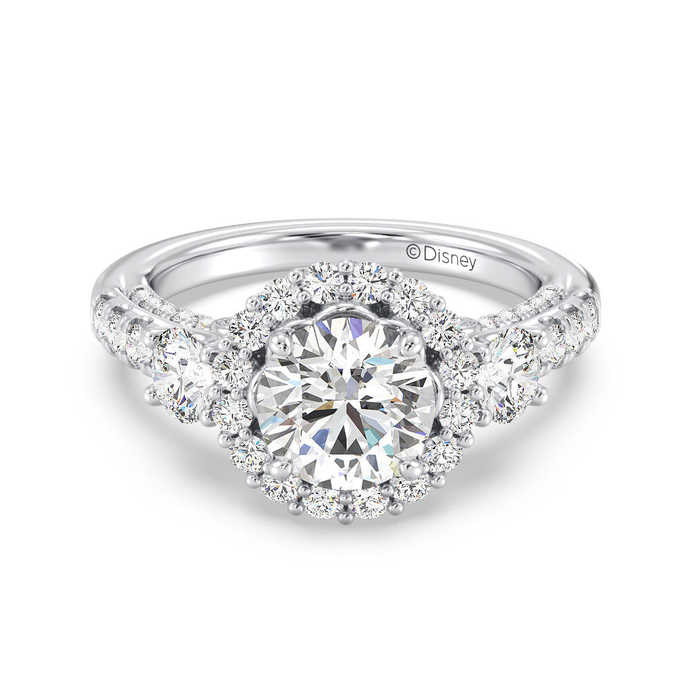 Enchanted Star Lab Grown Diamond 14K Gold Cinderella Side Stone Engagement Ring with White Cut Diamond in 14KT Round view 2
