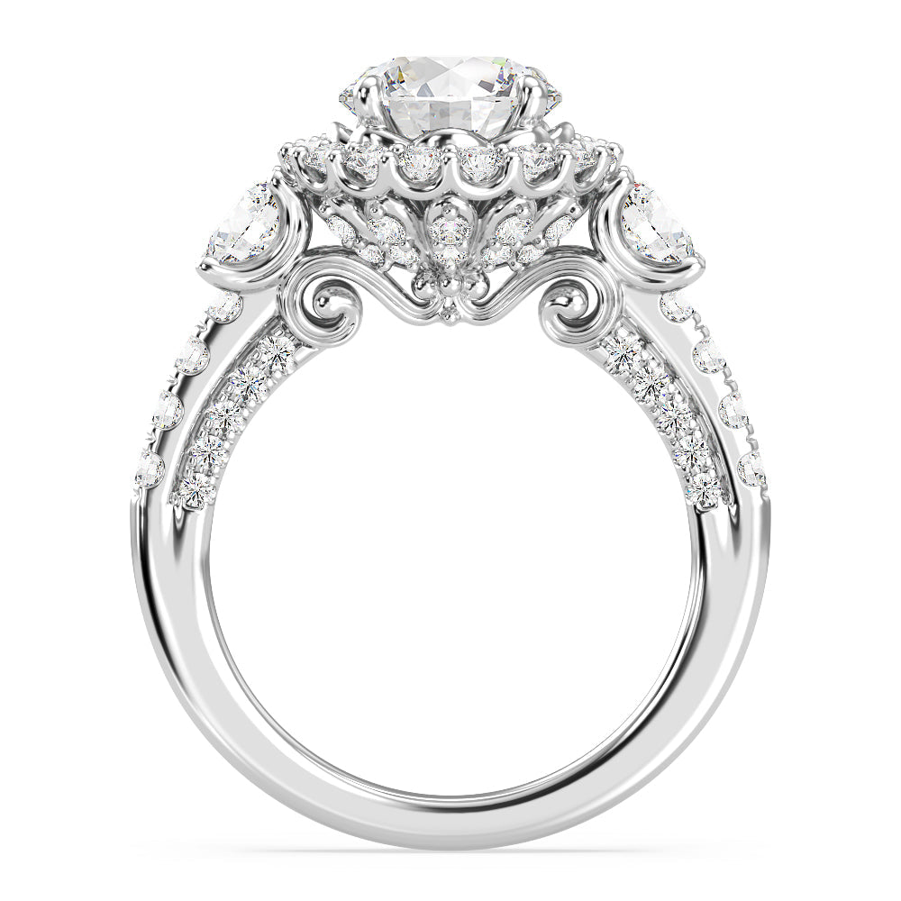 Enchanted Star Lab Grown Diamond 14K Gold Cinderella Side Stone Engagement Ring with White Cut Diamond in 14KT Round view 3
