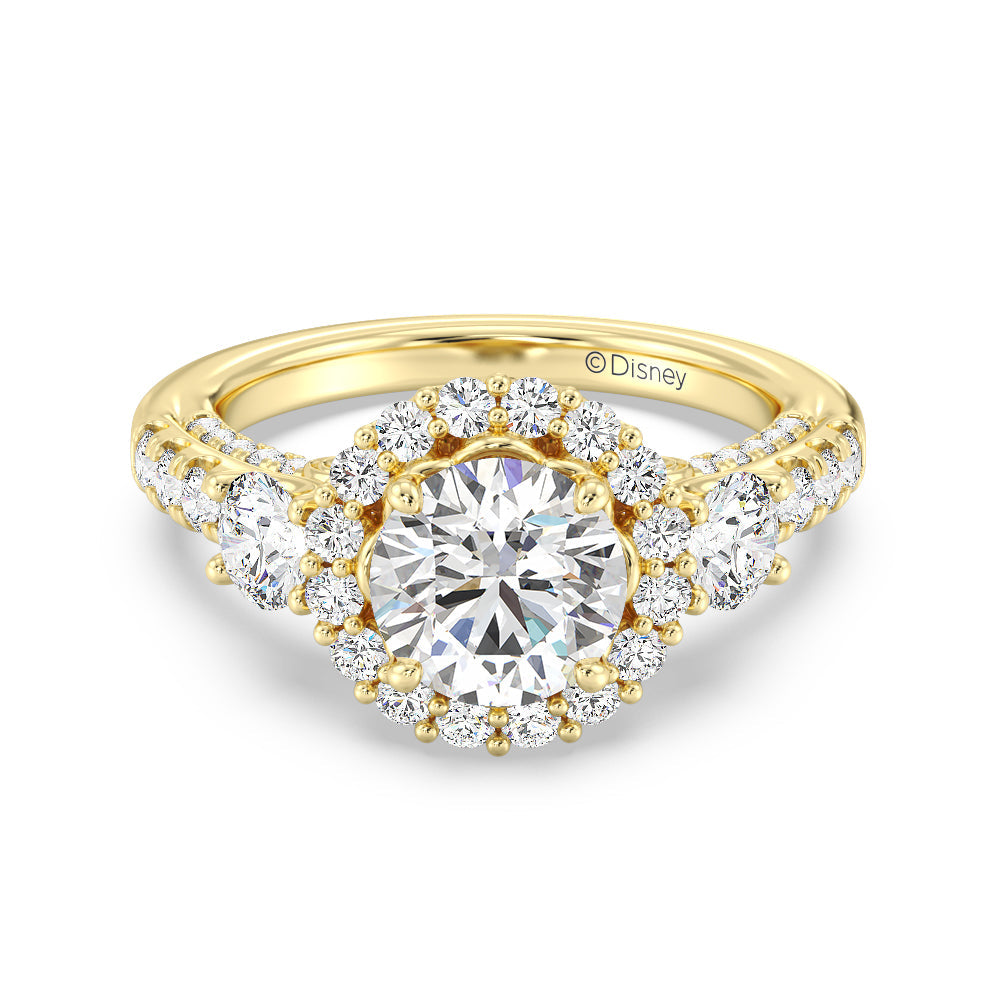 Enchanted Star Lab Grown Diamond 14K Gold Cinderella Side Stone Engagement Ring with Yellow Cut Diamond in 14KT Round view 2
