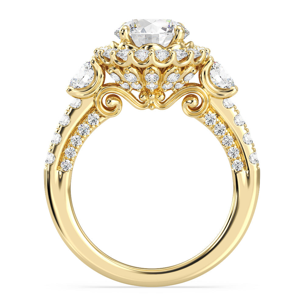 Enchanted Star Lab Grown Diamond 14K Gold Cinderella Side Stone Engagement Ring with Yellow Cut Diamond in 14KT Round view 3
