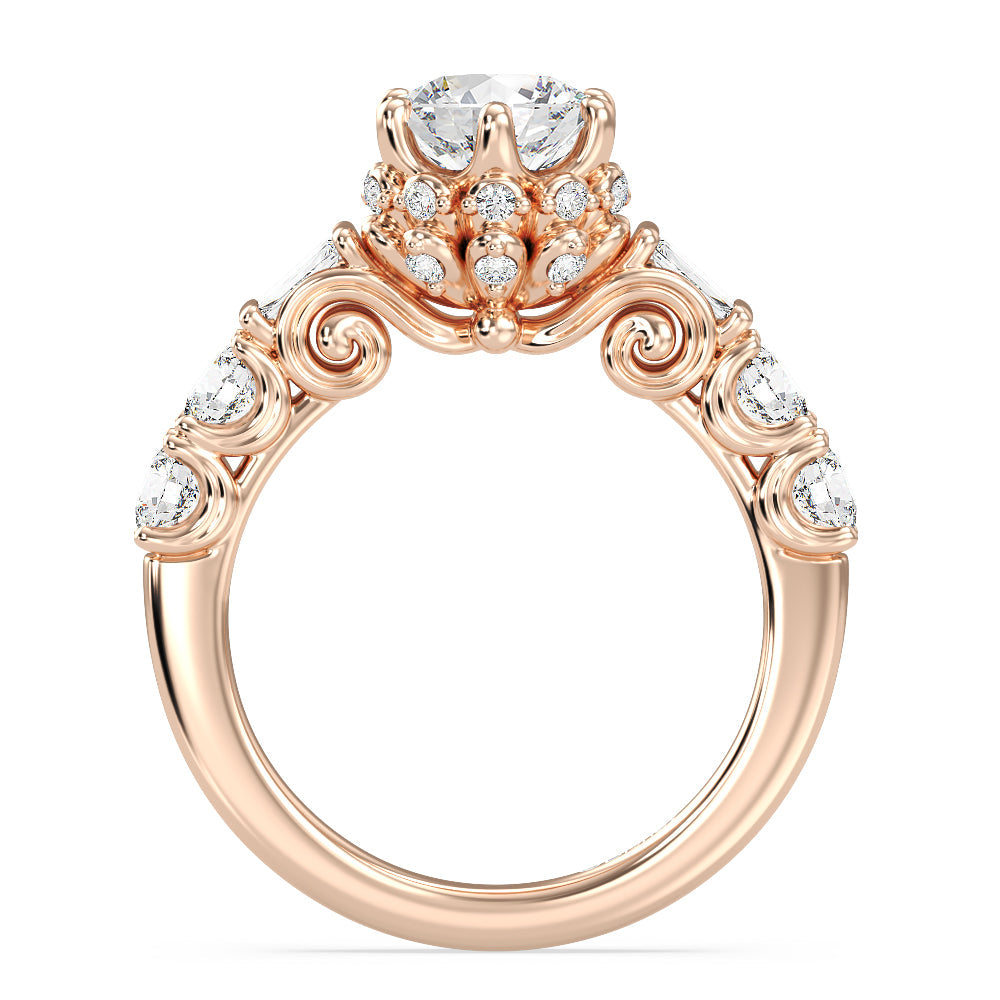 Enchanted Star Lab Grown Diamond 14K Gold Cinderella Engagement Ring with Rose Cut Diamond in 14KT Round view 3
