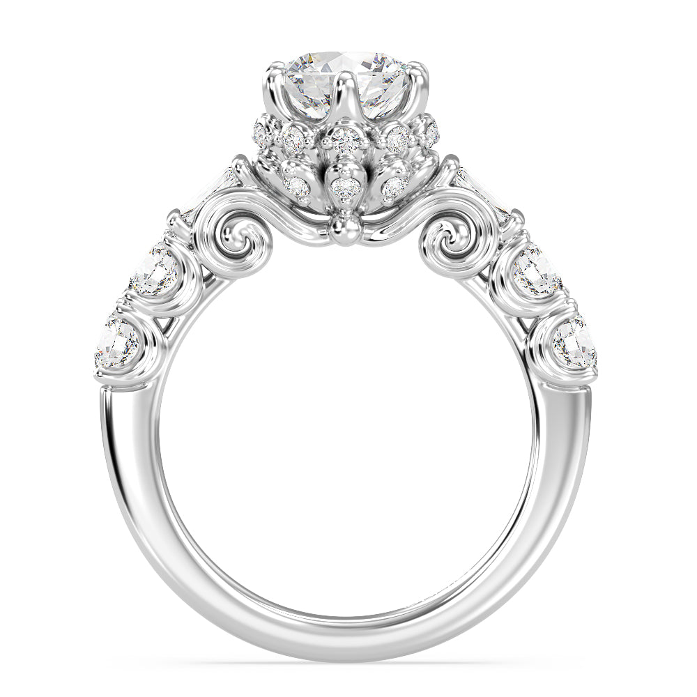 Enchanted Star Lab Grown Diamond 14K Gold Cinderella Engagement Ring with White Cut Diamond in 14KT Round view 3
